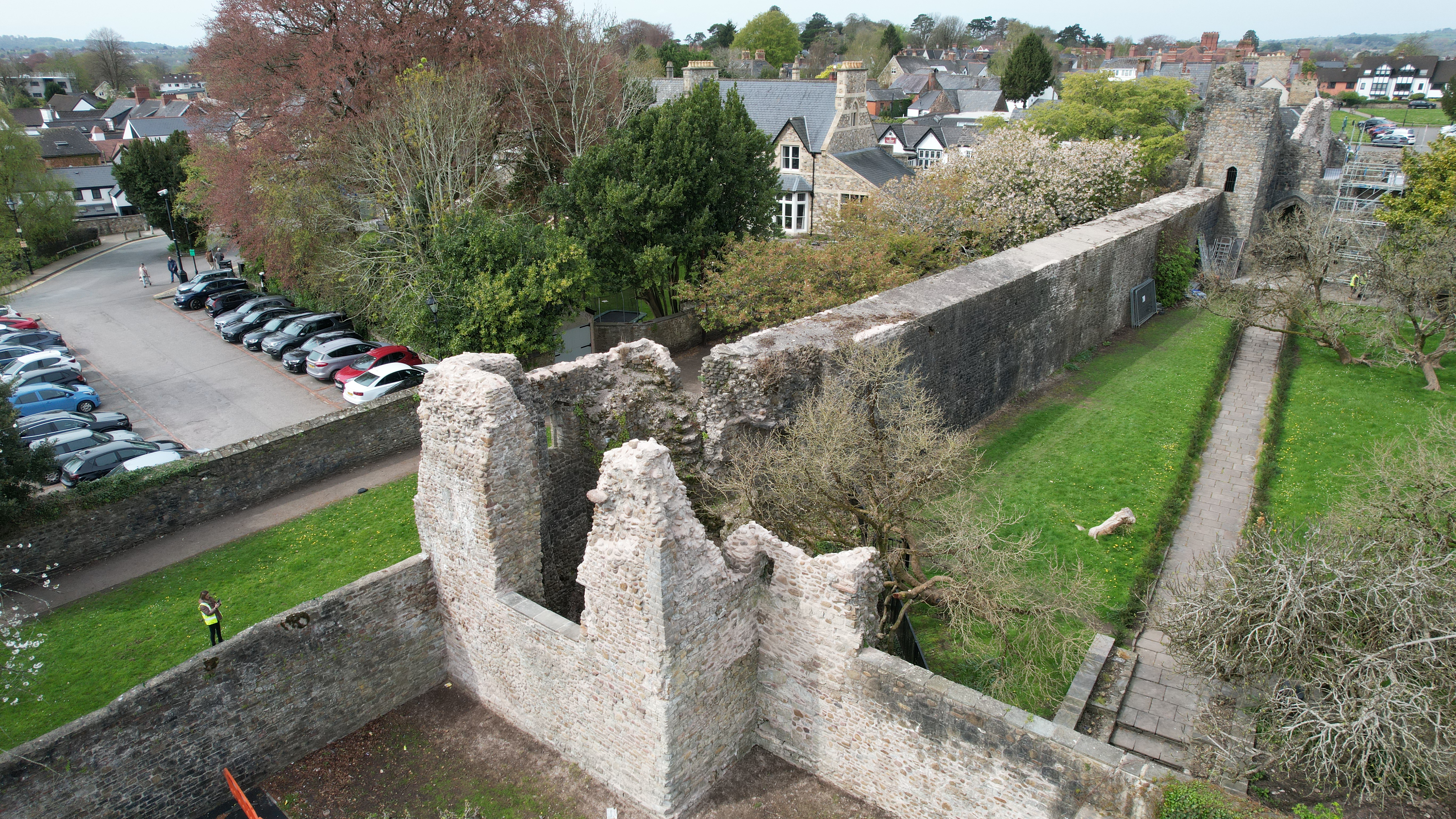 the walls of Old Bishop's palace from above