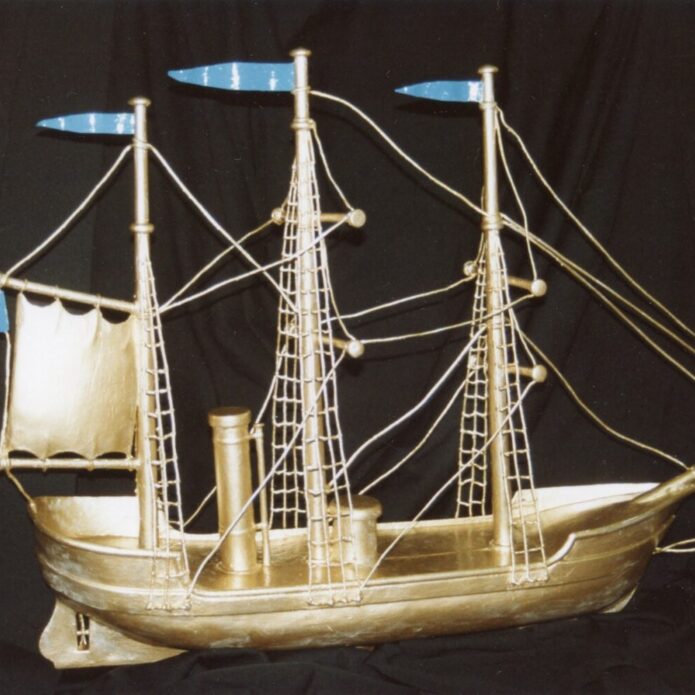 scott-memorial-restored-boat Image of the wind vane from Scott's ship, a small model boat